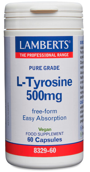 L-Tirosina 500 mg en forma libre. Aminoácido no esencial