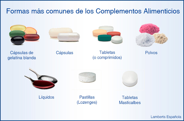Suplementos Alimenticios en sus formas más habituales