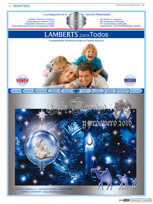 Portada anuncio de Lamberts Española de Navidad 2015 en ABC