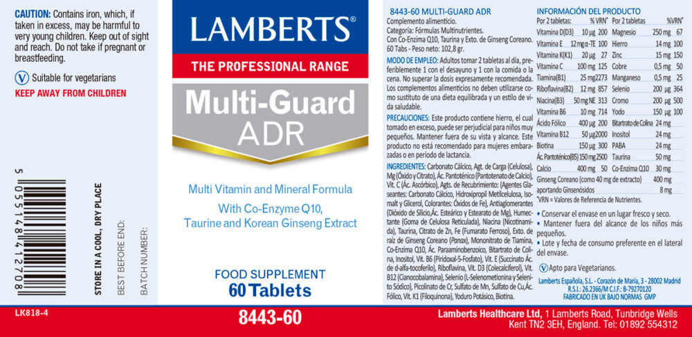 Etiqueta prospecto del Multi-Guard® ADR Lamberts con sus propiedades e indicaciones