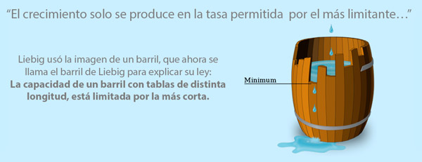 Expliación de la ley del mínimo con el barril de Liebig