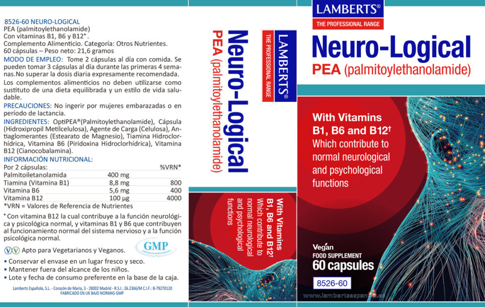 Etiqueta del Neuro-logical Lamberts con sus propiedades e indicaciones