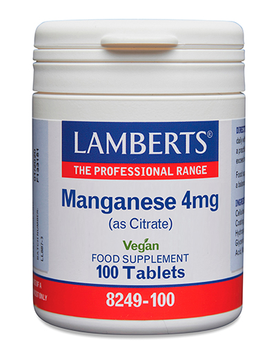 Manganeso 4 mg Lamberts. Como Citrato, mayor absorción.