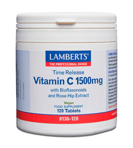 Vitamina C 1500 mg. Liberación Sostenida con Bioflavonoides y Escaramujo 120 tabletas Lamberts