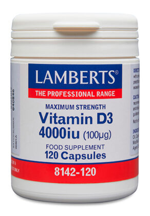 Vitamina D como D3, colecalciferol 4000 UI (100 mcg) 120 cápsulas