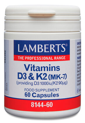 Vitamina D3 1000 UI y Vitamina K2 90 mcg en cápsulas